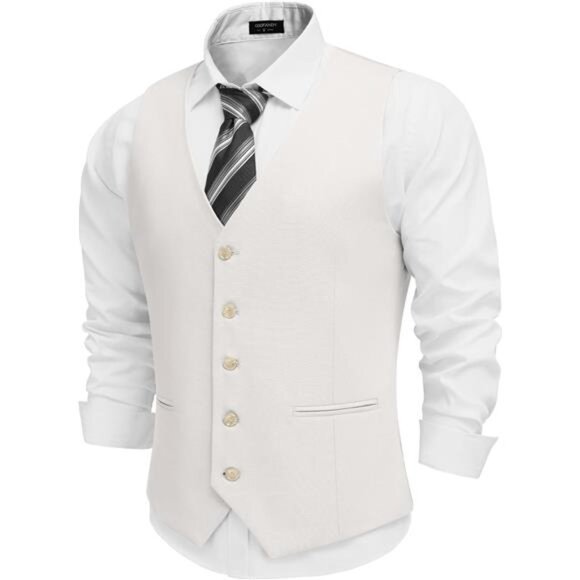 Men's Vest Slim Fit Suit White